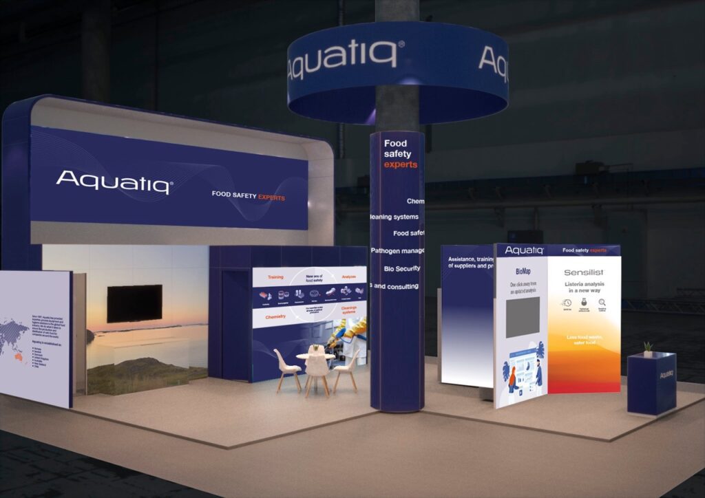 Illustrasjon av design til messestand for Aquatiq