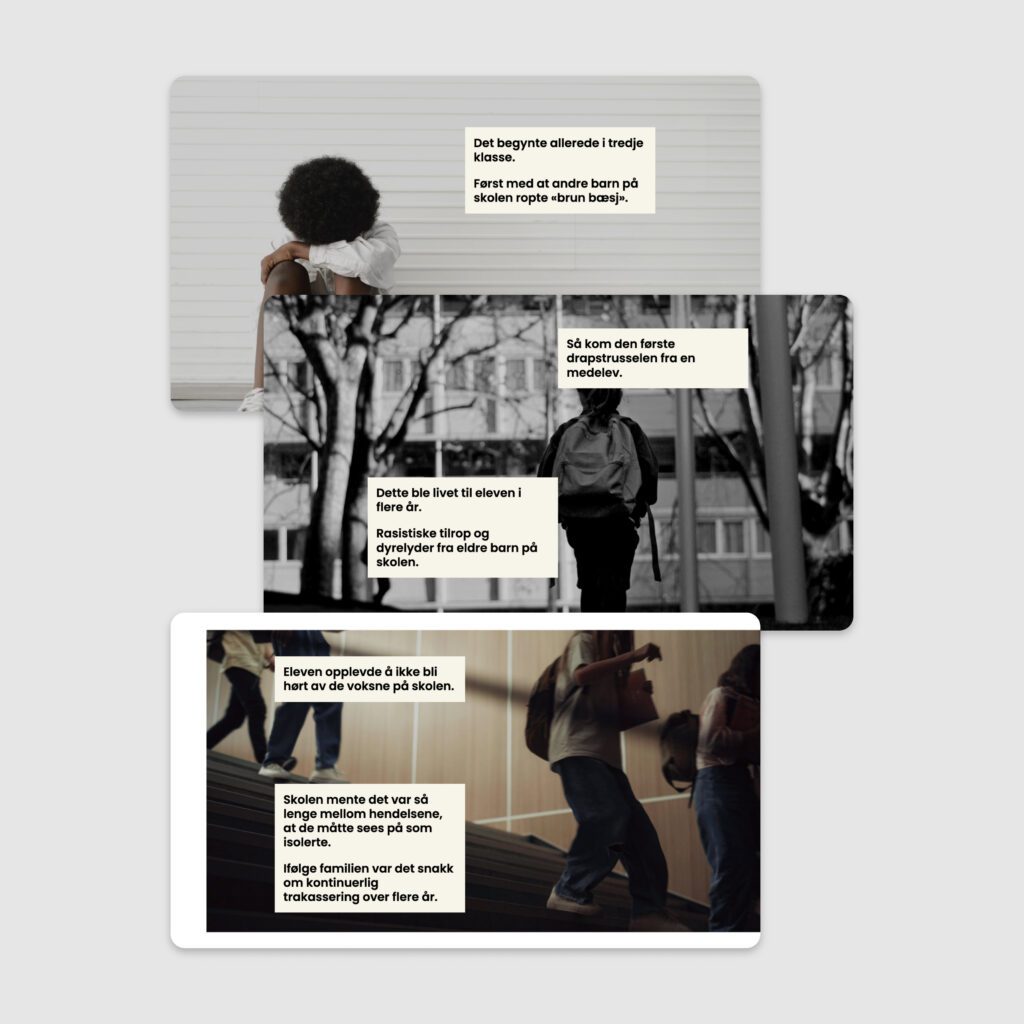 Mockup showing screenshots from a Scrollytell article created for a campaign for the Anti-Discrimination Tribunal