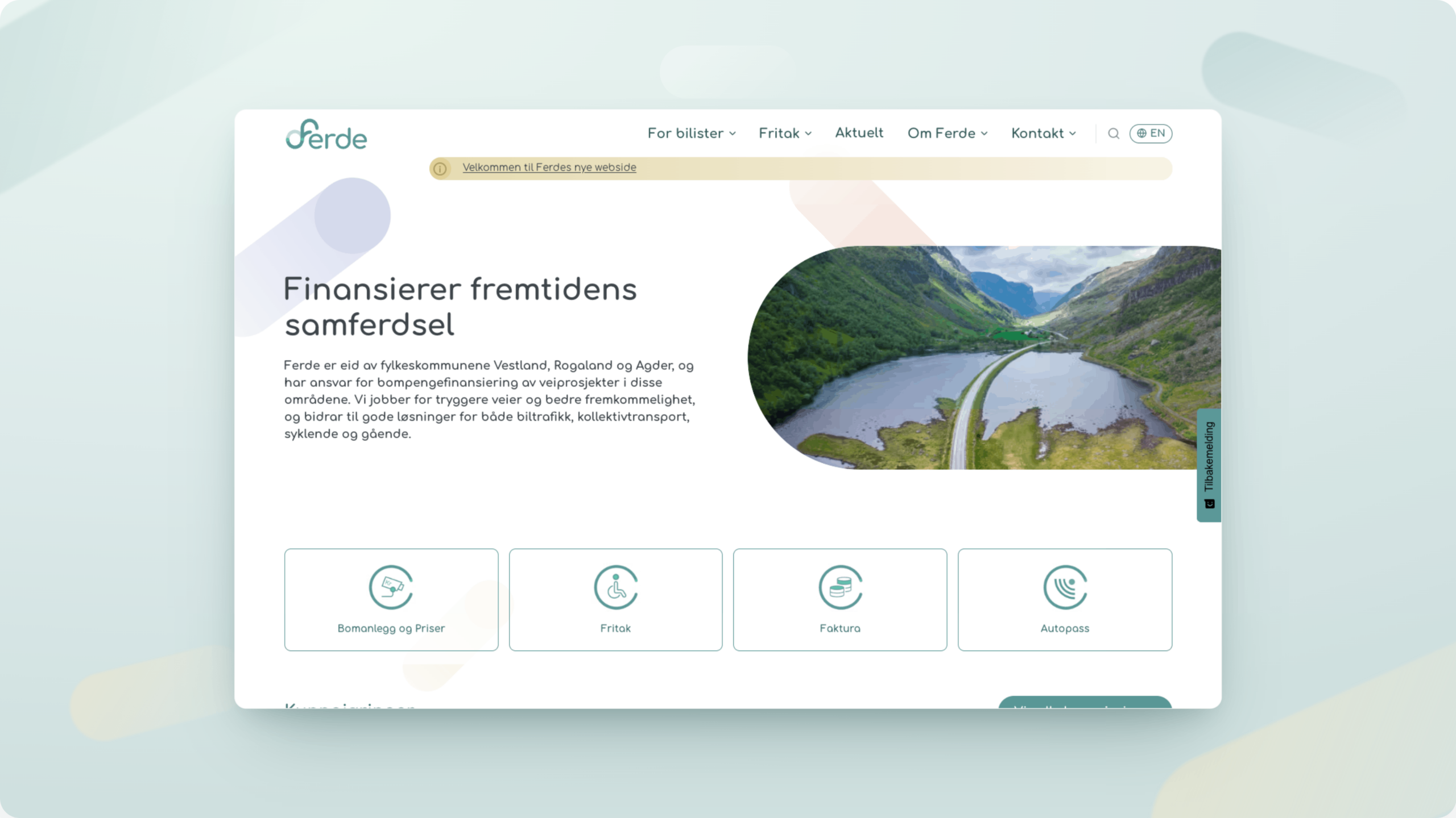 mockup som viser forsiden til ferde.no på laptop