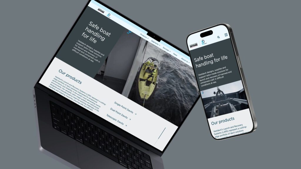 mockup av nettsidene til vestdavit på laptop og mobil