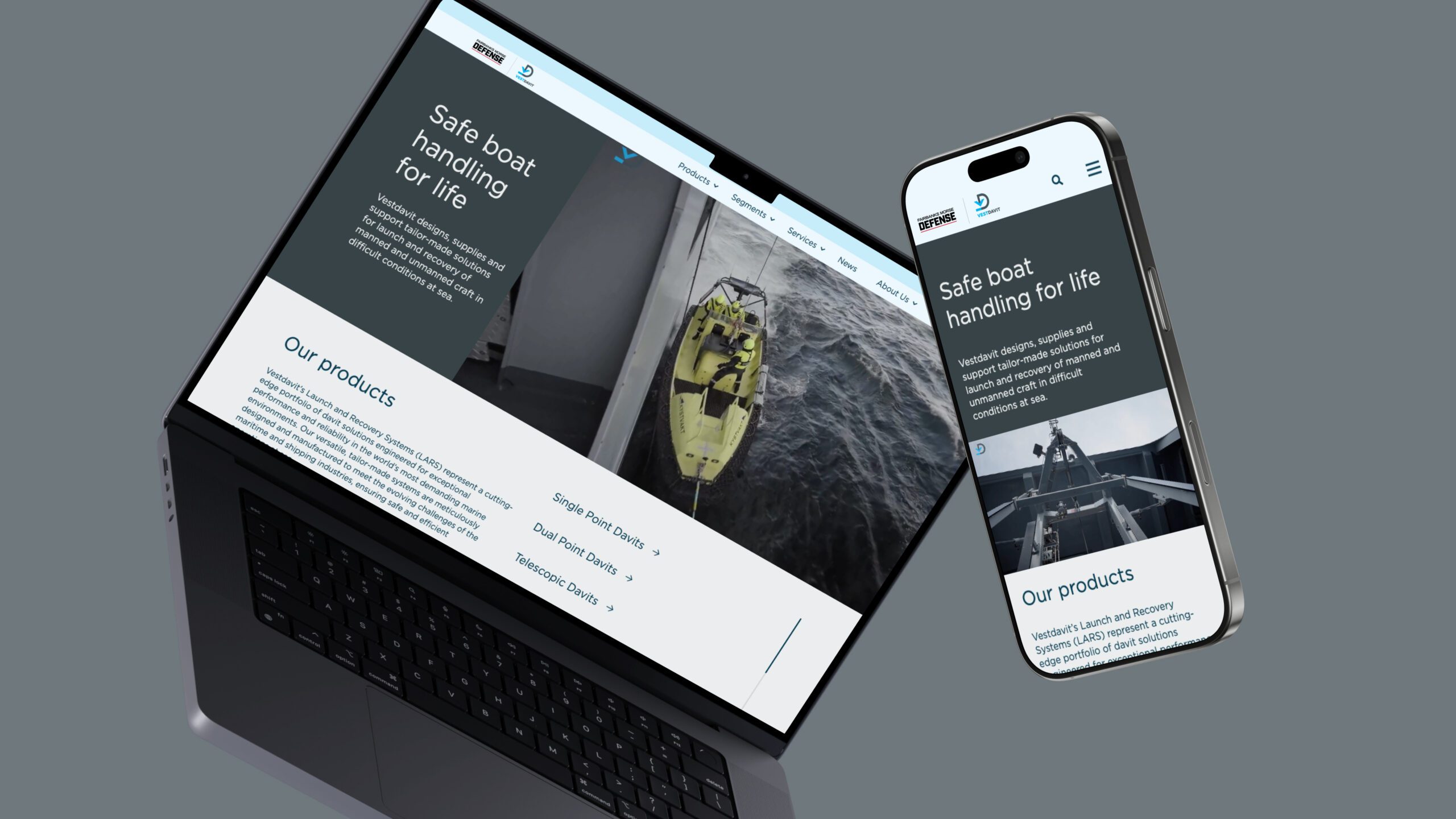 mockup av nettsidene til vestdavit på laptop og mobil